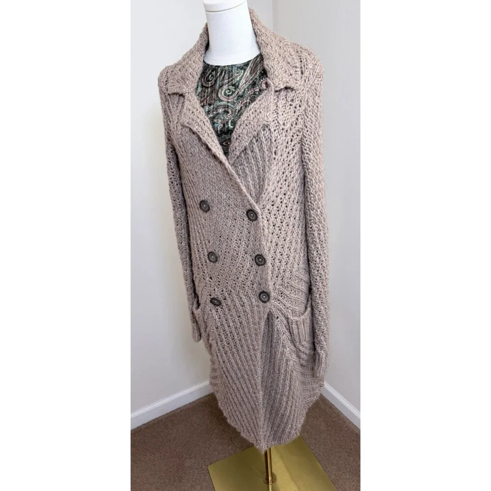 Free People Buttermilk Biscuit Cardigan Mushroom Size Small Wool Alpaca Blend